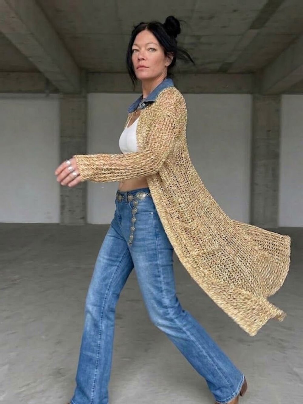 Beige Blue Jeans Knit Cardigan - Picture 2 of 3